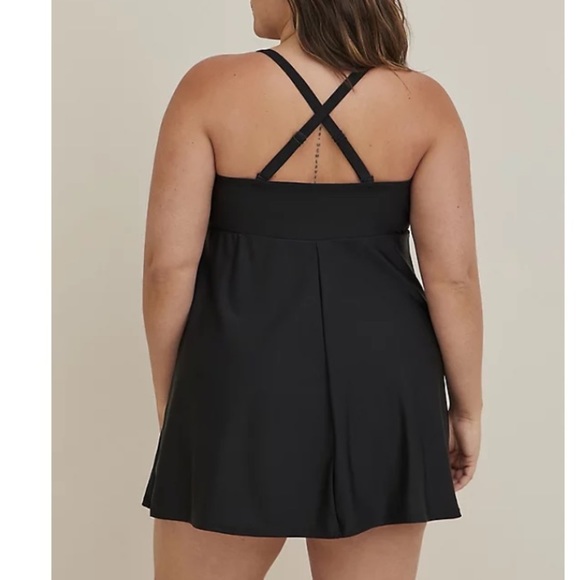 TORRID A-LINE MID LENGTH SWIM DRESS - BLACK - Picture 2 of 6